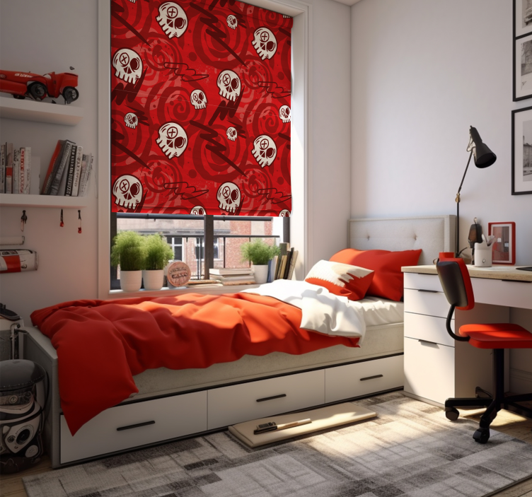 Rulou geam tineret graffiti roșu cu cranii - TenStickers