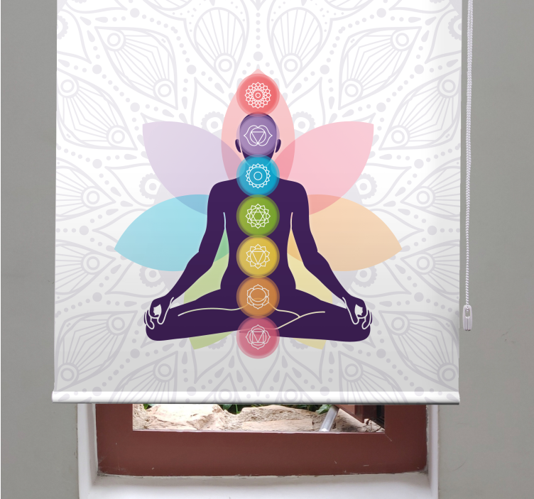 Rulou geam zen figură meditativă cu chakre - TenStickers