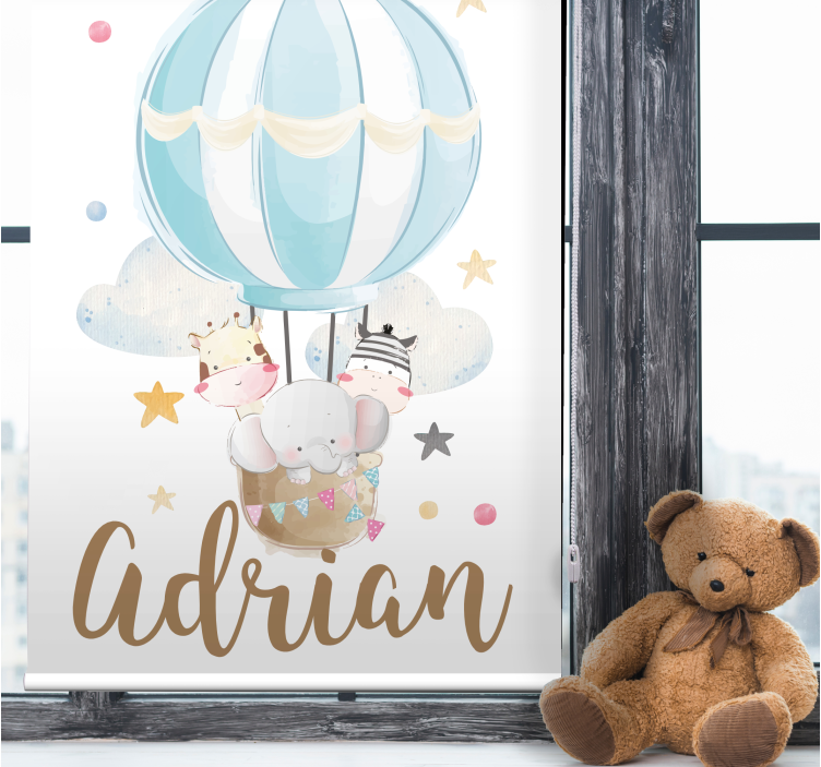 Animale pe balon cu stele și nori Ruloui - TenStickers