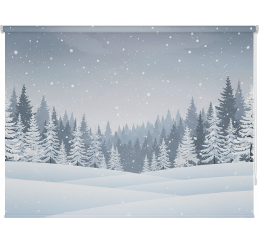 Rulou geam nordic peisaj de iarnă în pădure - TenStickers