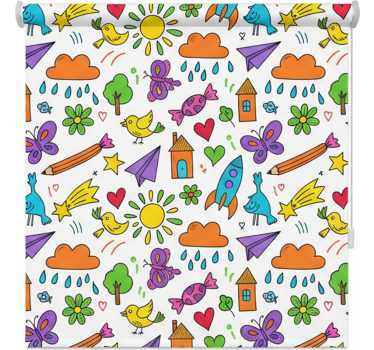 Rulou geam nordic cu imprimeu jucăuș de doodle - TenStickers