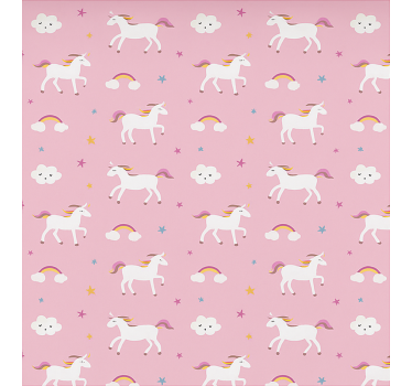 Rulou geam nordic cu unicorni roz dansatori - TenStickers