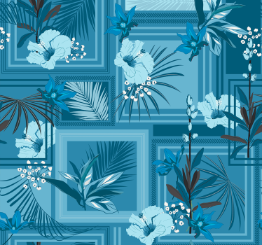 Rulou geam baie floral albastru - TenStickers