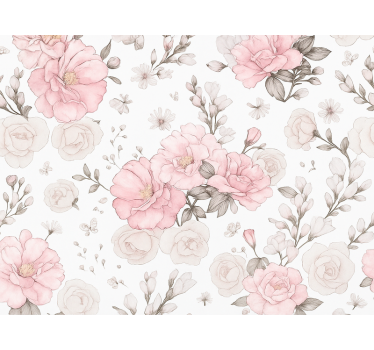 Rulou geam roz design floral gri și roz - TenStickers