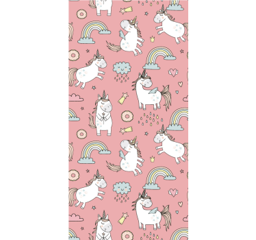 Rulou geam roz încântare cu unicorni magici - TenStickers