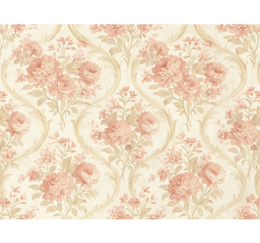 Rulou geam roz cu design floral vintage spălat ușor - TenStickers
