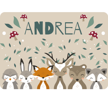Rulou geam bej cu animale personalizate pentru copii - TenStickers