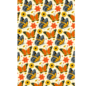 Rulou geam fluturi model floral fluturi - TenStickers