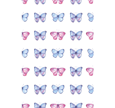 Rulou geam fluturi aripi albastre si roz - TenStickers