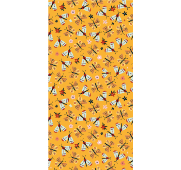 Rulou geam fluturi design tradițional galben - TenStickers