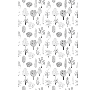 Rulou geam nordic arbori minimalisti gri - TenStickers