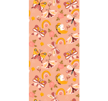 Rulou geam fluturi model de fluturare roz - TenStickers