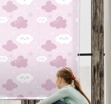 Fundal roz cu jaluzea cu nor fericit alb - TenStickers