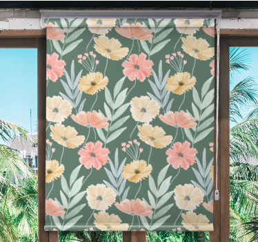 Jaluzea fereastra baie cu model floral acuarela original - TenStickers