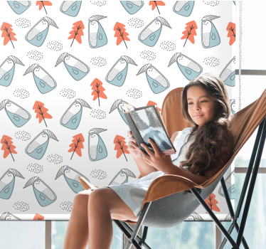 Rulou geam nordic pinguini cu pălării - TenStickers