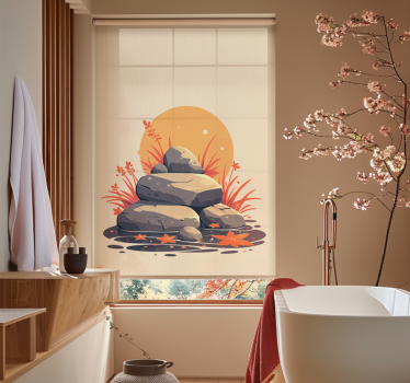 Rulou geam baie pietre pe apă - TenStickers