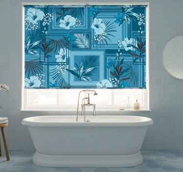Rulou geam baie floral albastru - TenStickers