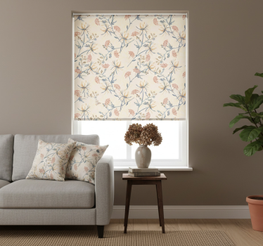 Rulou geam bej cu model floral botanic - TenStickers