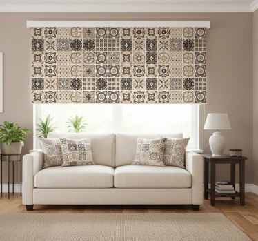 Rulou geam bej cu model geometric de plăci - TenStickers
