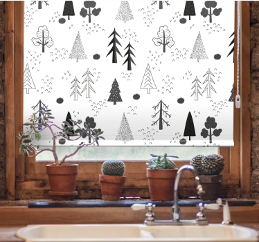 Rulou geam nordic modele de arbori stilizate - TenStickers