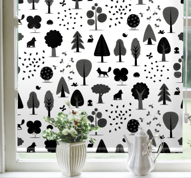 Rulou geam nordic motive stilizate ale naturii - TenStickers