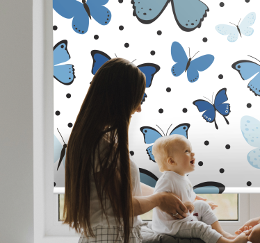 Rulou geam fluturi fluturat albastru și puncte - TenStickers