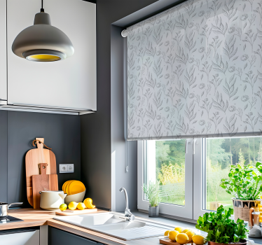 Rulou geam nordic model floral gri - TenStickers