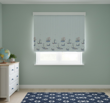 Rulou geam nordic nave velier oceanice albastre - TenStickers