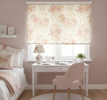 Rulou geam roz cu design floral vintage spălat ușor - TenStickers