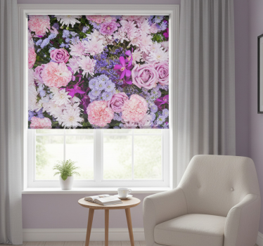 Rulou geam roz cu flori colorate - TenStickers