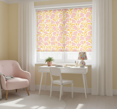 Rulou geam roz cu model modern de flori colorate - TenStickers