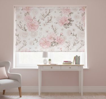 Rulou geam roz design floral gri și roz - TenStickers