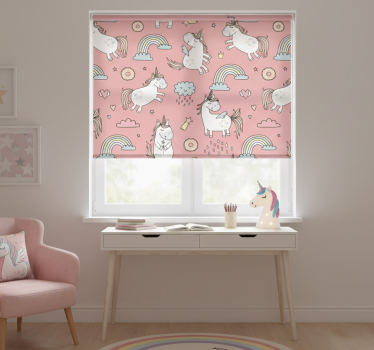 Rulou geam roz încântare cu unicorni magici - TenStickers