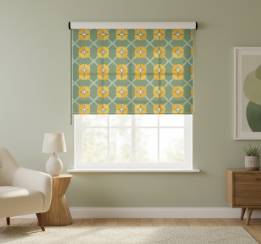 Rulou geam verde cu model floral vintage verde - TenStickers