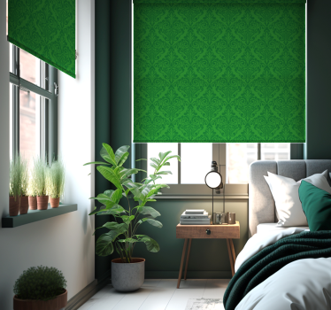 Rulou geam verde damasc floral - TenStickers