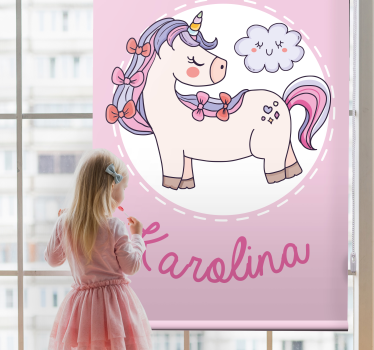 Unicorn roz cu nume personalizat blind - TenStickers