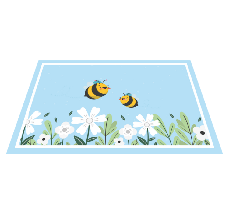Floare albă cu placemats originale albine - TenStickers
