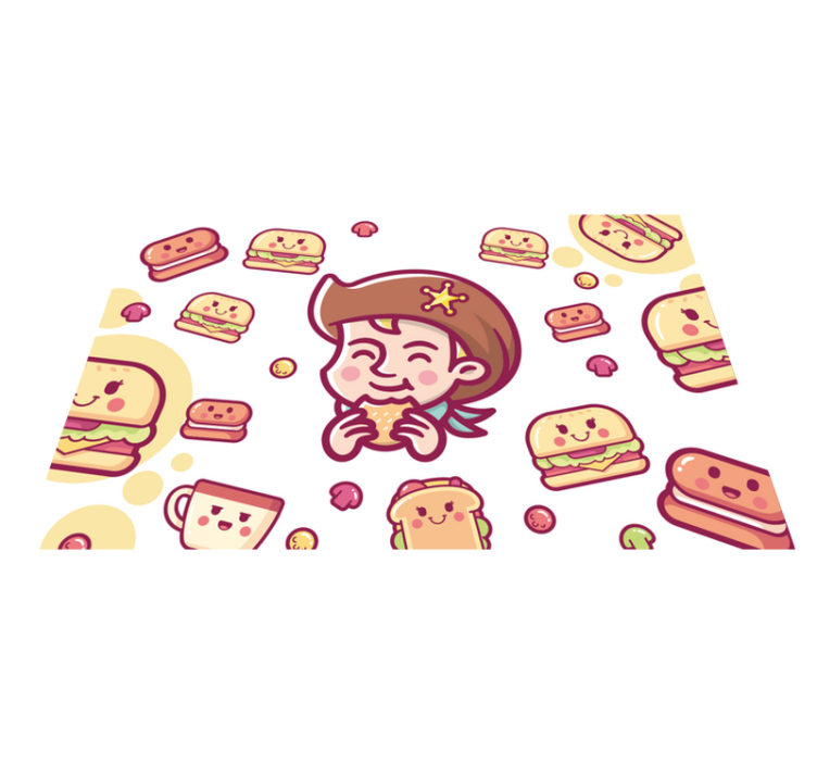 Naproane pentru copii cu un copil vesel savurând burgeri - TenStickers