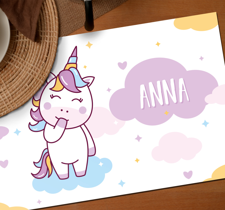 Unicorn personalizabile placemats pentru copii - TenStickers
