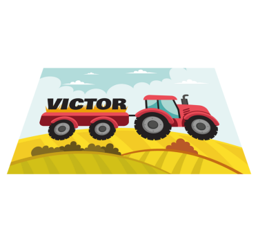 Tractor colorat și nume de covoare de masă personalizate - TenStickers