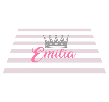 Coroana argintie cu rogojini de masa personalizate cu nume roz - TenStickers