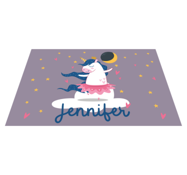 Balerină unicorn pe cloud covoare personalizate de masă - TenStickers