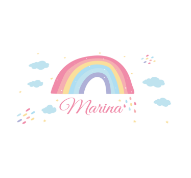 Naproane pentru copii curcubeu cu nume - TenStickers