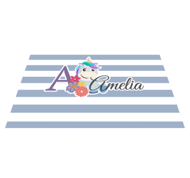 Naproane pentru copii ilustrație cu numele unicornului - TenStickers