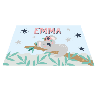 Drăguț koala pentru fată cu nume copii covor de masă - TenStickers