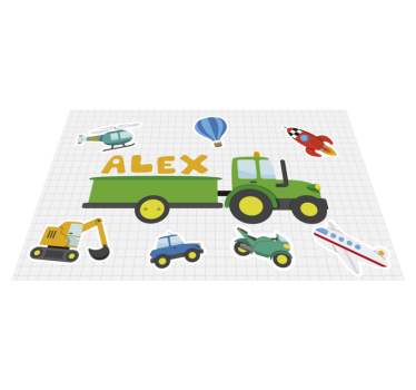 Naproane cu nume diferite mijloace de transport de desene animate - TenStickers