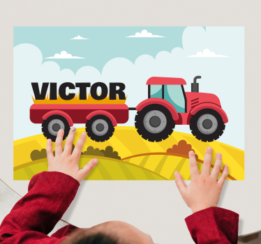 Tractor colorat și nume de covoare de masă personalizate - TenStickers