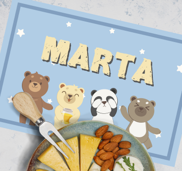 Adorabil urs personalizabil placemats vinil copii - TenStickers