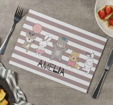 Animale care dansează cu rogojini personalizate de masă - TenStickers