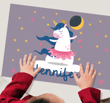 Balerină unicorn pe cloud covoare personalizate de masă - TenStickers